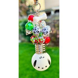Pochacco Glow in the Dark Holiday Lightbulb Keychain Bag Purse Charm